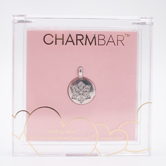 Charmbar SnowFlake " One Of A Kind" Charm Sterling Silver - Swarovski Zirconia - Picture 1 of 4